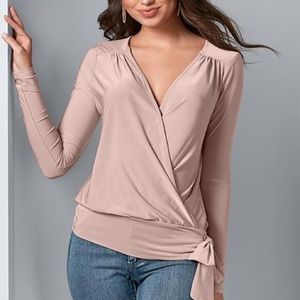SURPLICE SIDE TIE TOP Color Blush
